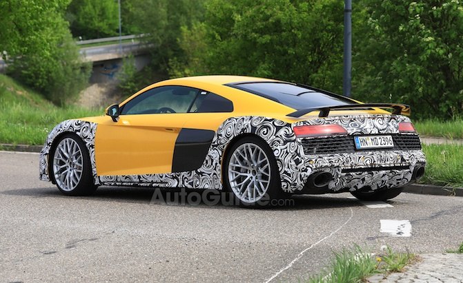 2020 Audi R8 Spied Looking Yellow and Camouflaged