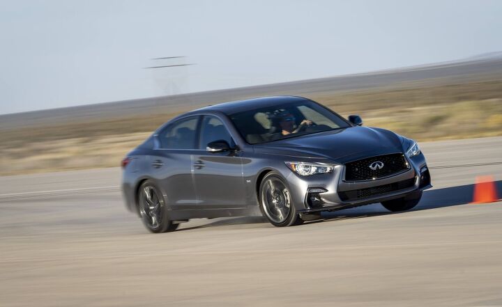 2020 Infiniti Q50 in silver at speed