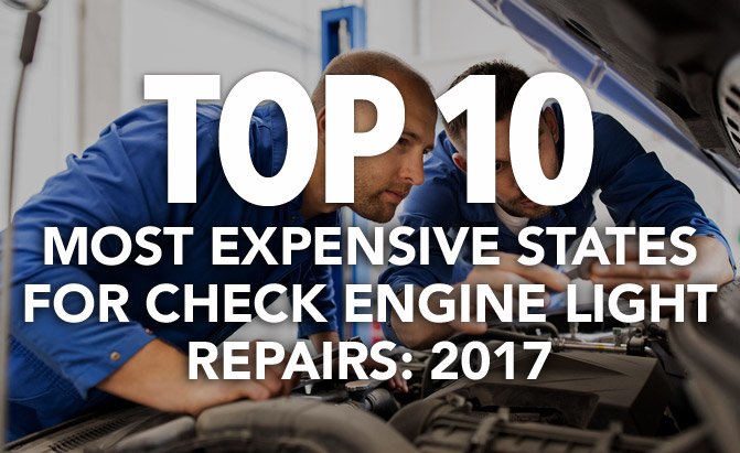 top 10 most expensive states for check engine light repairs