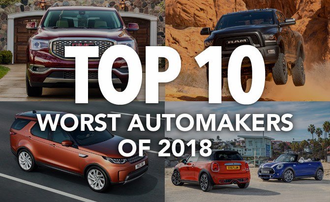 top 10 worst automakers of 2018