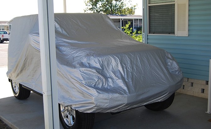 The CarCovers.com Platinum Shield SUV Cover is one of our best Jeep Wrangler accessories.