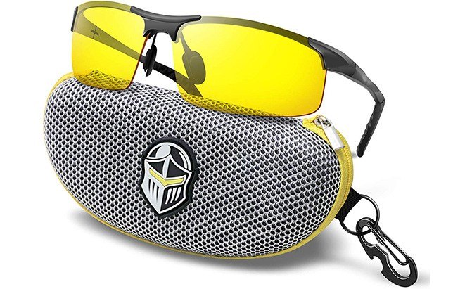 Night Security Driving Glasses Anti Glare HD Yellow Lens Half Frame Sunglasses 