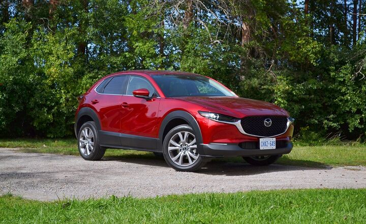 2020 Mazda CX-30 GS in Soul Red front three-quarter static shot