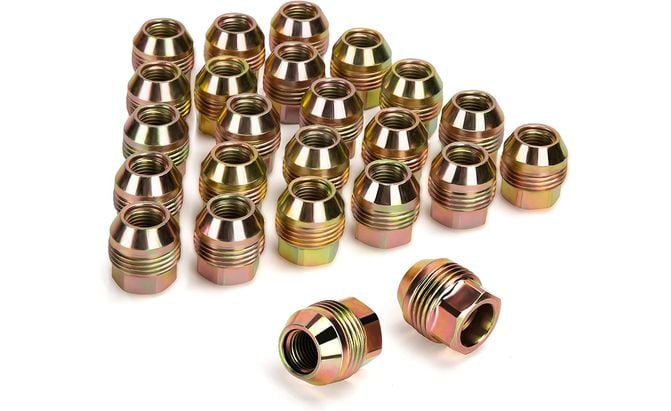 Open ended double threaded lug nuts