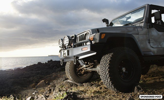 Jeep with off-road front bumper
