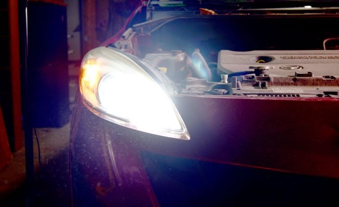 Mazda5 with upgraded LED headlight bulbs