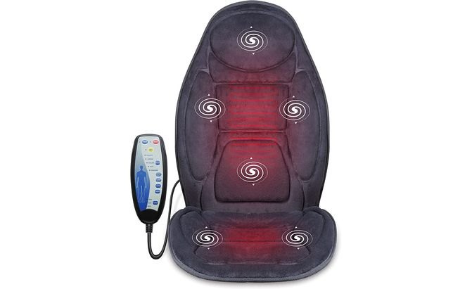 Heated, massaging car seat cover.