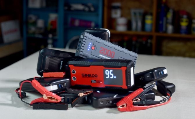 a pile of the best portable car jump starters and cables