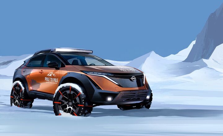 Nissan Ariya sketch with modifications for the North Pole journey